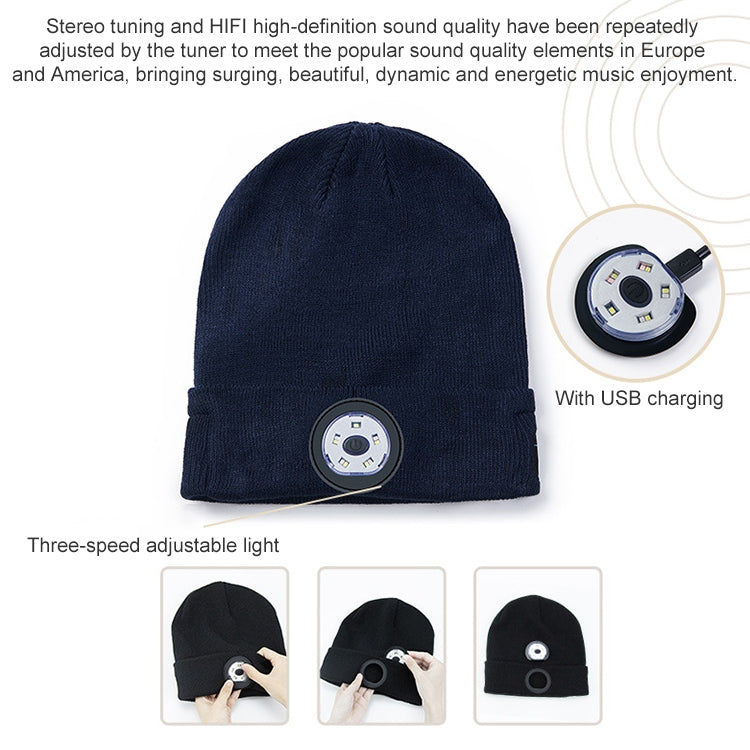 Load image into Gallery viewer, Outdoor Night Running Night Fishing LED Light Illumination Bluetooth 5.0 Knitted Hat
