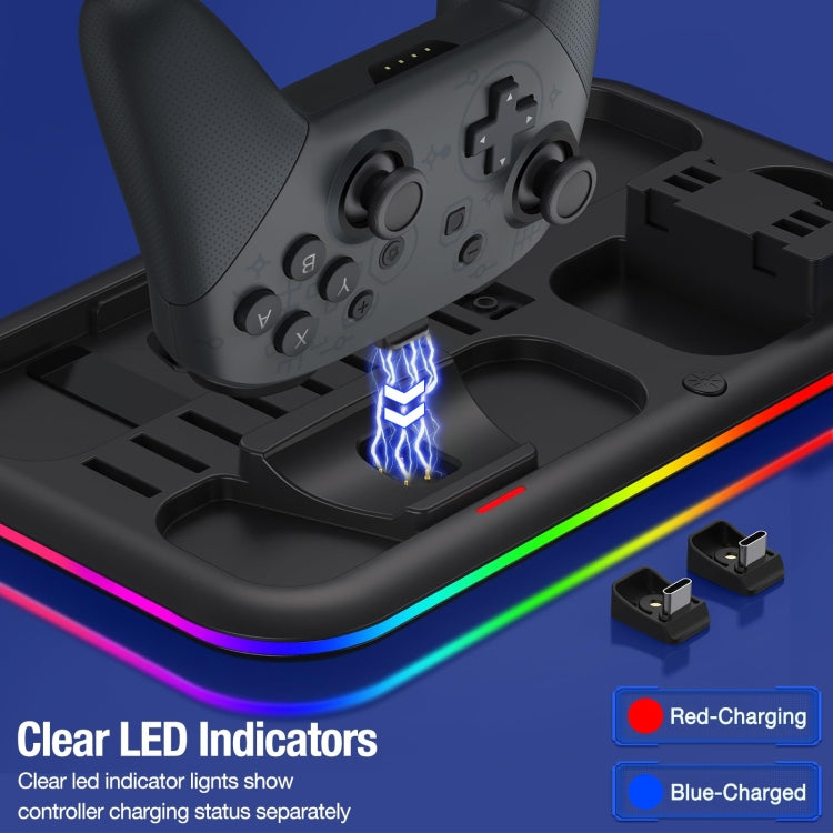 Cargue la imagen en el visor de la galería, For Nintendo Switch / OLED Charging Dock Station Controller Charger with RGB Light
