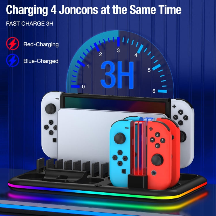 Cargue la imagen en el visor de la galería, For Nintendo Switch / OLED Charging Dock Station Controller Charger with RGB Light
