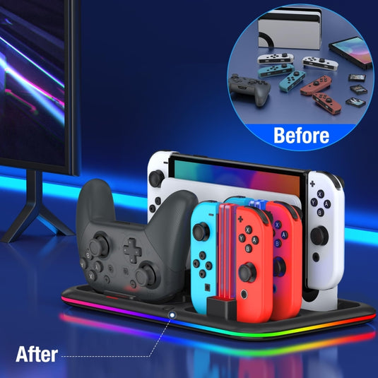 For Nintendo Switch / OLED Charging Dock Station Controller Charger with RGB Light