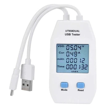 [UT658DUAL] UNI-T USB Tester Charger Type A/C Fast Charge Current Capacity Energy Resistance Tester USB Power Meter