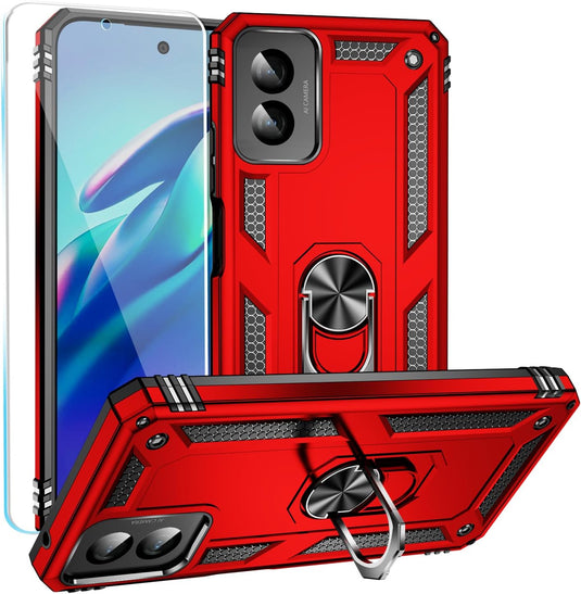 [Magnetic Ring Kickstand][Slide Camera Cover] Motorola Moto G Power 2024 - Shield Shockproof Rugged Heavy Duty Case