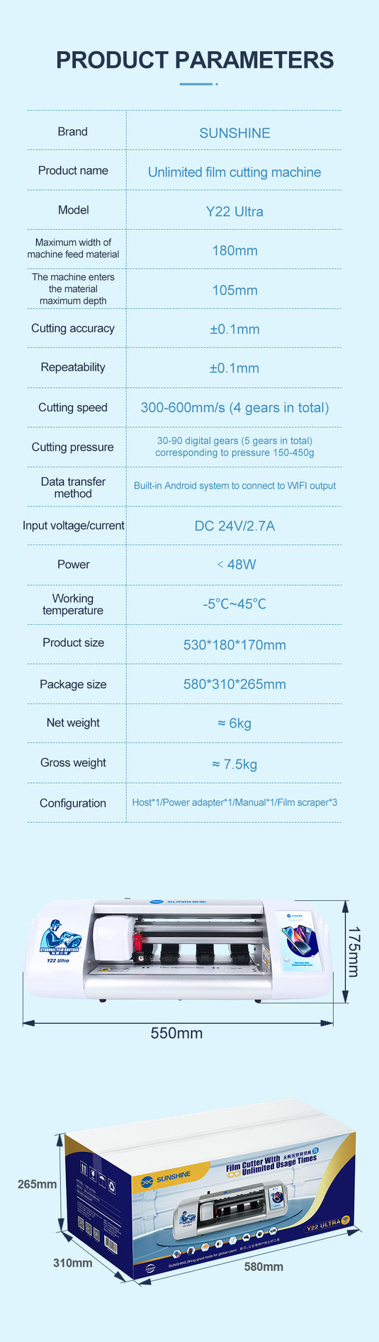 [Y22 Ultra] Sunshine Universal Unlimited Mobile Phone/Tablet/Smart Watch Screen Protector Cutting Machine - Polar Tech Australia