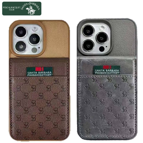 Apple iPhone 15/15 Plus/15 Pro/Max Santa Barbara Polo Racquet Club Hulda Business Style Leather Case with Card Sleeve Men's Gift - Polar Tech Australia