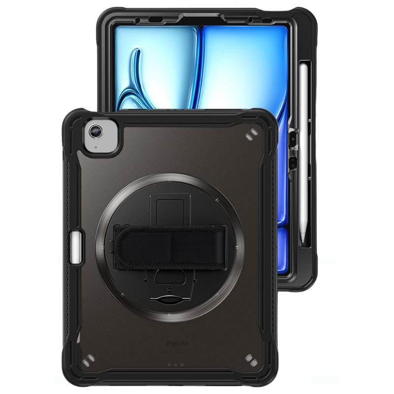 Cargue la imagen en el visor de la galería, Apple iPad Air 2024 6/6th 11&#39;&#39; &amp; Pro 1/2/3/4 11&#39;&#39; &amp; iPad 4/5 Air 10.9&#39;&#39; - 360 Degree Rotate Shockproof Heavy Duty Tough Stand Case Cover With Strap &amp; Pen Holder - Polar Tech Australia
