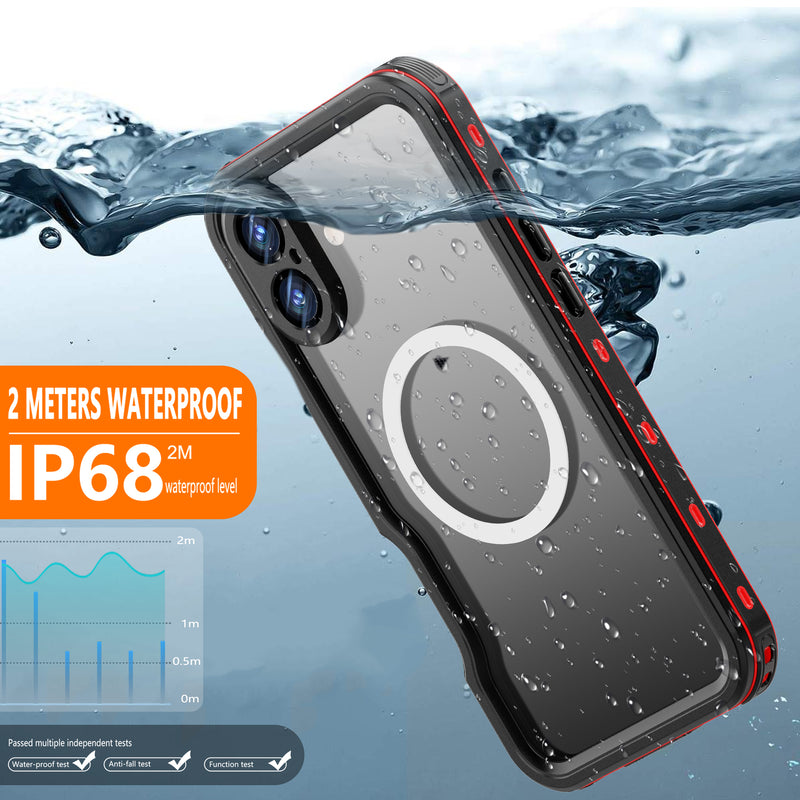 Cargue la imagen en el visor de la galería, [MagSafe Compatible][IP68 Waterproof] Apple iPhone 16 / 16 Plus / 16 Pro / 16 Pro Max Redpepper D-UP Series - Magnetic Lifeproof Style Phone Case With Lanyard
