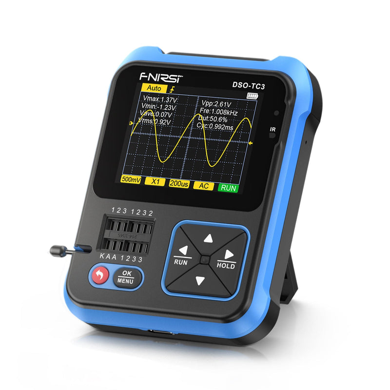 Load image into Gallery viewer, [DSO-TC3] FNIRSI Digital Oscilloscope Transistor Tester Signal Generator 3 in1 500Khz 10MSa/s Capacitor Resistor Diode 100K output
