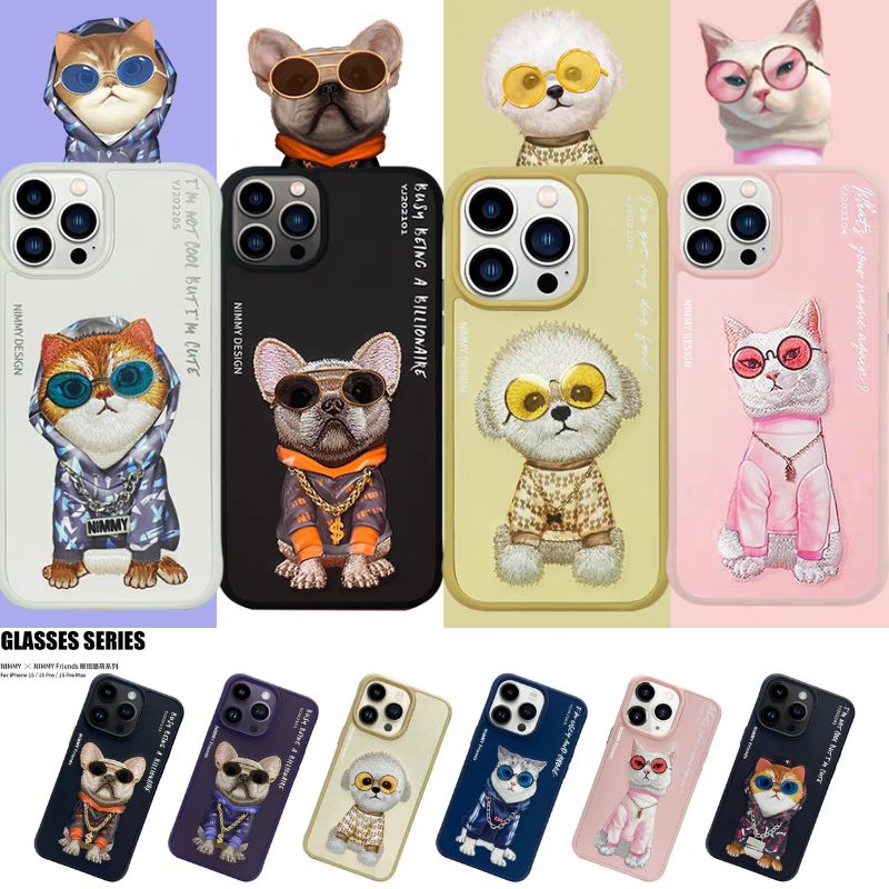 Cargue la imagen en el visor de la galería, Nimmy Pet Animal Series iPhone 13/14/15/Pro/Max Embroidery 3D Cute Cool Case - Polar Tech Australia
