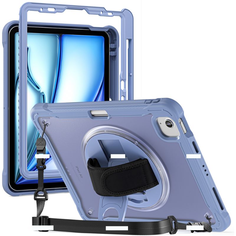 Cargue la imagen en el visor de la galería, Apple iPad Air 2024 6/6th 11&#39;&#39; &amp; Pro 1/2/3/4 11&#39;&#39; &amp; iPad 4/5 Air 10.9&#39;&#39; - 360 Degree Rotate Shockproof Heavy Duty Tough Stand Case Cover With Strap &amp; Pen Holder - Polar Tech Australia
