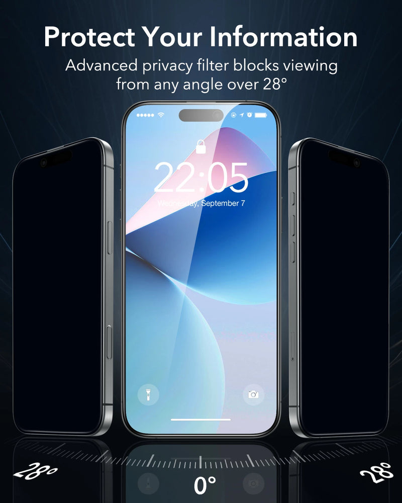 Chargez l&#39;image dans la visionneuse de la galerie, [9D Full Covered ][Privacy] iPhone 15 &amp; iPhone 16 - 9H Hardness Tempered Glass Screen Protector
