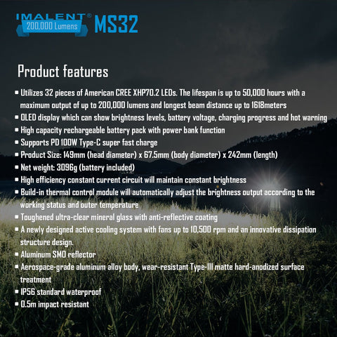 Load image into Gallery viewer, [MS32] IMALENT Brightest Powerful Flashlight 200,000 Lumens, 1618 Meter Throw
