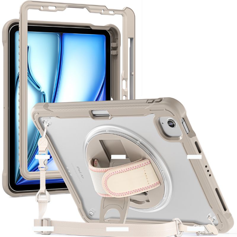 Cargue la imagen en el visor de la galería, Apple iPad Air 2024 6/6th 11&#39;&#39; &amp; Pro 1/2/3/4 11&#39;&#39; &amp; iPad 4/5 Air 10.9&#39;&#39; - 360 Degree Rotate Shockproof Heavy Duty Tough Stand Case Cover With Strap &amp; Pen Holder - Polar Tech Australia
