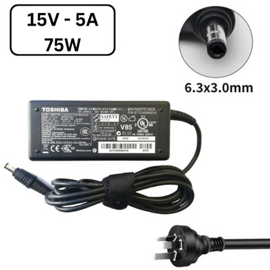 [75W/15V-5A][6.3x3.0] Toshiba Satellite 200 / 300series  AC Power Adapter Laptop Wall Charger (AU Plug)