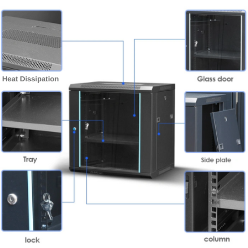 [Assembled] 6U 9U 12U Heavy Duty Network Server CCTV PoE Switch Wall Mount Cabinet Rack Lockable Enclosure