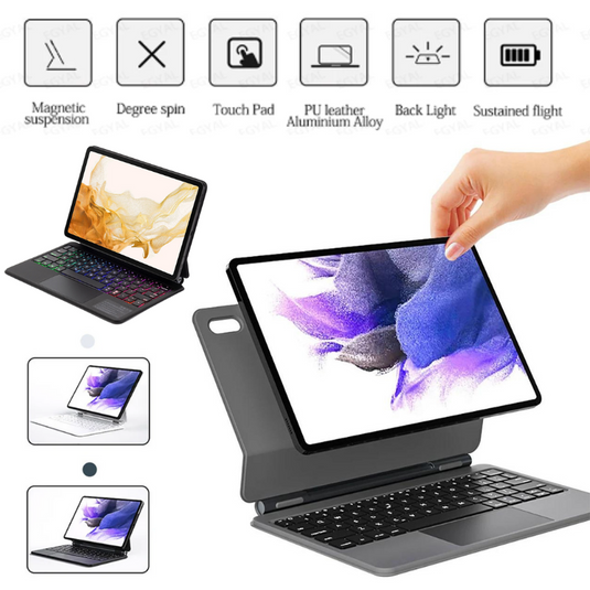 Samsung Galaxy Tab S7 Plus/S8 Plus/S7 FE/S9 Plus/S9 FE Plus - Magnetic Suspension Magic Keyboard Case - Polar Tech Australia