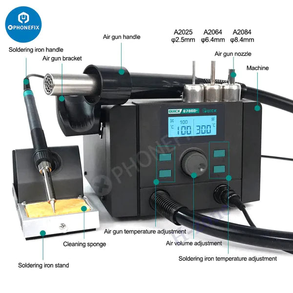 Load image into Gallery viewer, [8786D+] QUICK 700W High Power 2 in 1 Soldering &amp; Heating Hot Air Gun Intelligent SMD Rework Station Soldering Station - Polar Tech Australia
