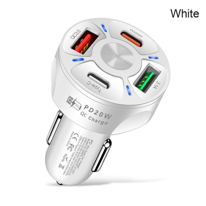 Chargez l&#39;image dans la visionneuse de la galerie, Universal PD + QC 3.0 30W Super Fast 4 Ports Quick Car Charger - Polar Tech Australia
