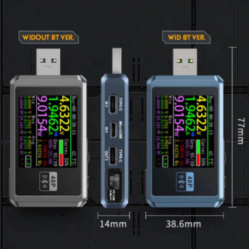 Load image into Gallery viewer, [FNB48P] FNIRSI USB Tester with Bluetooth Voltmeter Ammeter TYPE-C Fast Charge Detection Trigger Capacity Ripple Measurement with CNC Metal Shell
