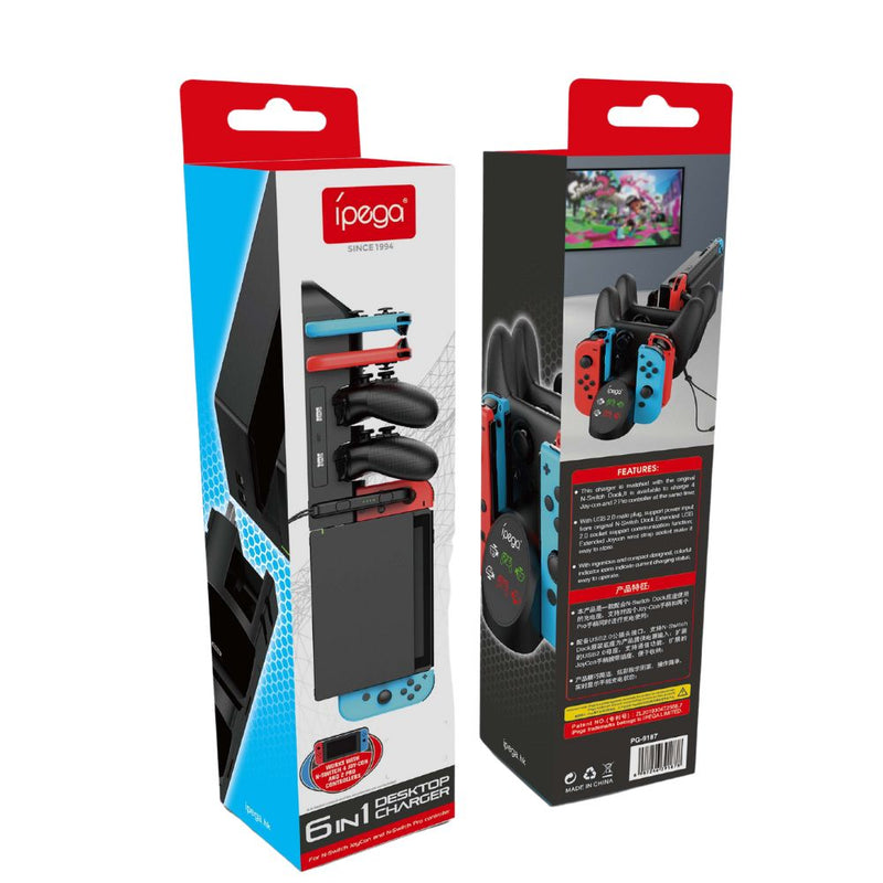 Cargue la imagen en el visor de la galería, Nintendo Switch Joy-Con/Pro 6 in 1 Game Joystick Handle Controller Charging Base - Game Gear Hub
