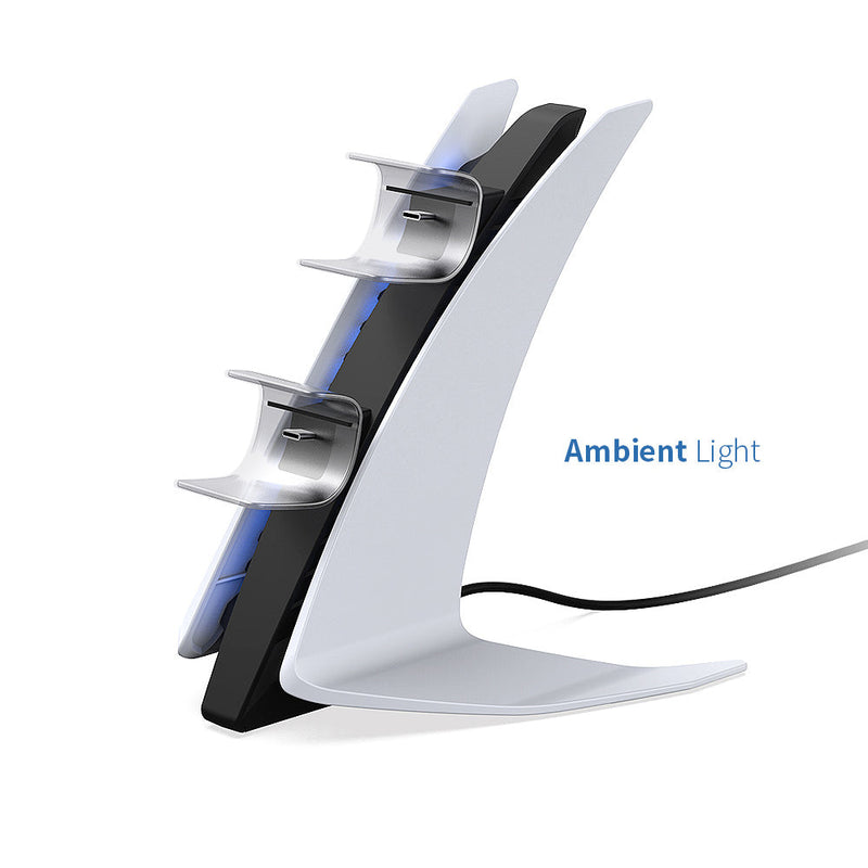 Cargue la imagen en el visor de la galería, PS5 Controller Charging Station Dual Gamepad Charging Stand with Blue Ambient Light - Polar Tech Australia
