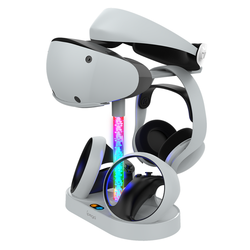 Chargez l&#39;image dans la visionneuse de la galerie, PlayStation PS VR 2 - Headset Charging Display Stand Dual Controller Charging Station with RGB Light Charger for PS5 - Polar Tech Australia
