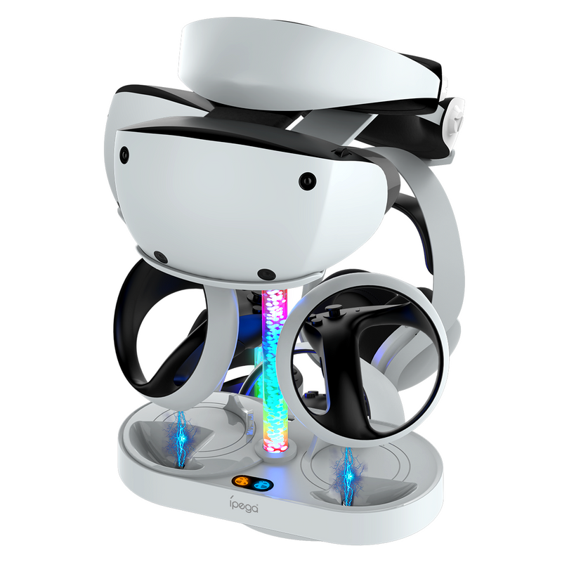 Chargez l&#39;image dans la visionneuse de la galerie, PlayStation PS VR 2 - Headset Charging Display Stand Dual Controller Charging Station with RGB Light Charger for PS5 - Polar Tech Australia
