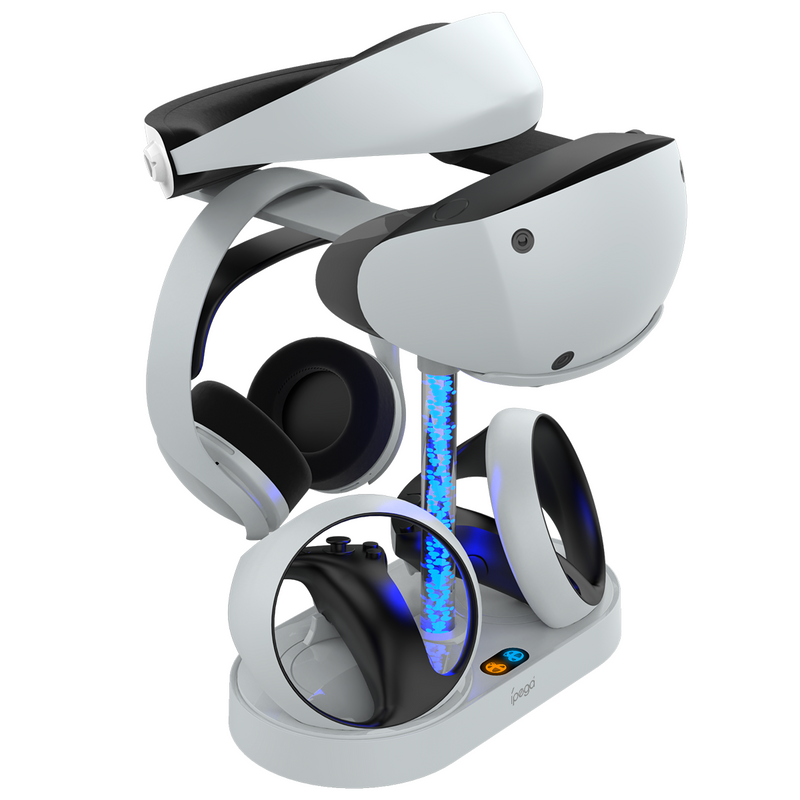 Chargez l&#39;image dans la visionneuse de la galerie, PlayStation PS VR 2 - Headset Charging Display Stand Dual Controller Charging Station with RGB Light Charger for PS5 - Polar Tech Australia
