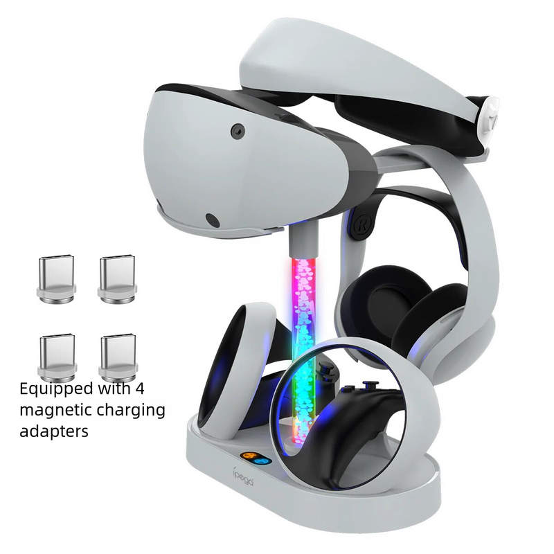 Chargez l&#39;image dans la visionneuse de la galerie, PlayStation PS VR 2 - Headset Charging Display Stand Dual Controller Charging Station with RGB Light Charger for PS5 - Polar Tech Australia
