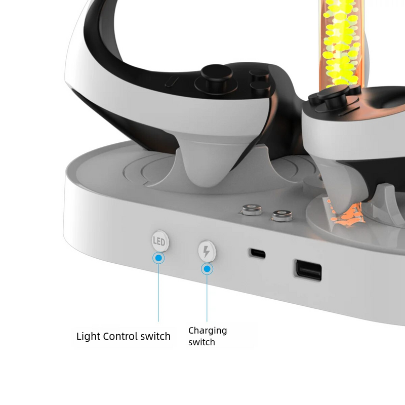 Chargez l&#39;image dans la visionneuse de la galerie, PlayStation PS VR 2 - Headset Charging Display Stand Dual Controller Charging Station with RGB Light Charger for PS5 - Polar Tech Australia
