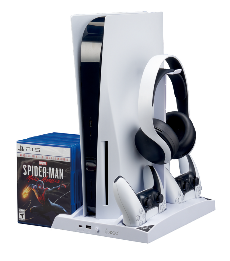 Cargue la imagen en el visor de la galería, [With Built-in Dual Fan] Sony PlayStation 5 PS5 Multifunctional Charging Dock With Game Storage Station Stand - Polar Tech Australia
