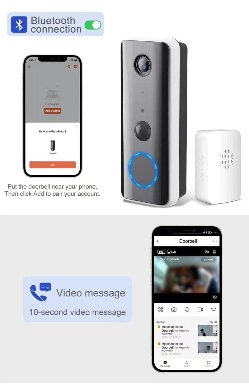 Load image into Gallery viewer, [Tuya Smart Home][With Chime] Tuya 2K Ultra HD Smart Doorbell Camera Wireless Wifi Doorbell Two Way Audio Intercom App Control - Polar Tech Australia
