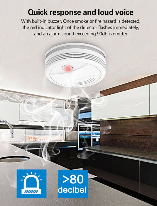 [TUYA Smart Home] Battery Powered Wireless WIFI Smoke Detector Smart Home Security - Polar Tech Australia