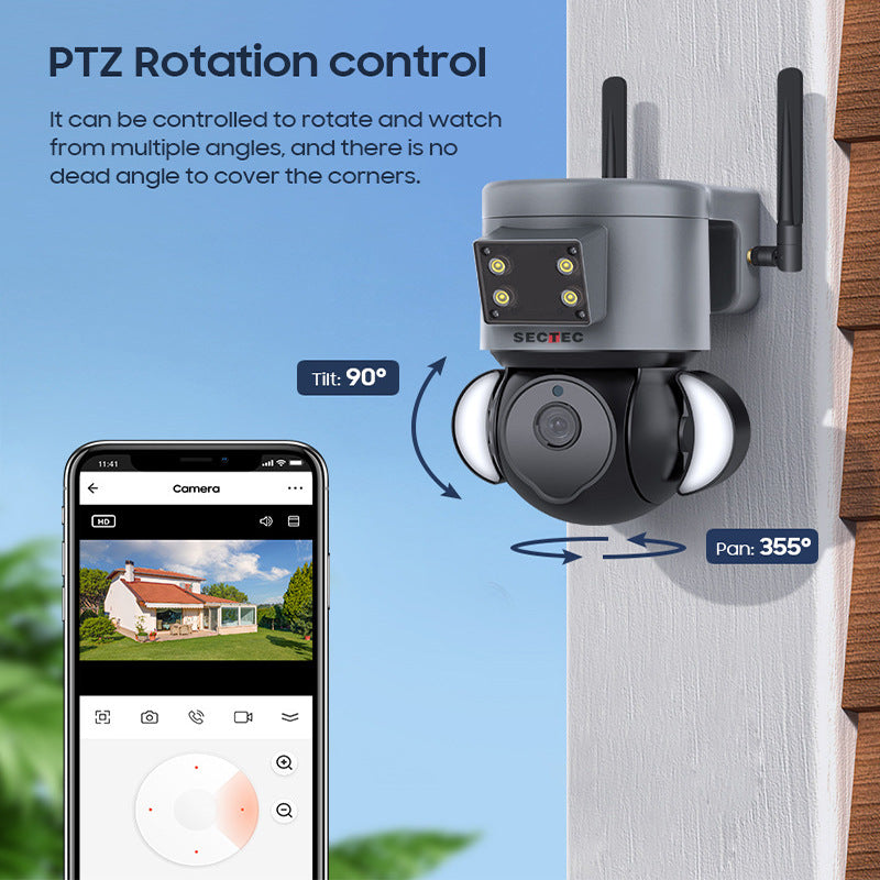 Load image into Gallery viewer, [TUYA Smart Home][WIFI Version][With Flood light] Full HD 4MP Wireless WIFI Full Color Day &amp; night IP65 Outdoor PTZ Security Camera - Polar Tech Australia
