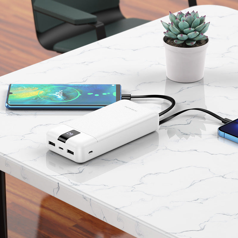 Cargue la imagen en el visor de la galería, [BJ20A][20000mAh] BOROFONE Fast Charging Power Bank Built-in Micro/USB-C/Lighting Cable - White - Polar Tech Australia
