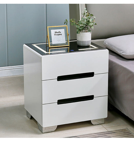 [Built-in LED Light] Intelligent 3 Drawers Bedside Table Side Unit With LED Lamp Nightstand - Polar Tech Australia