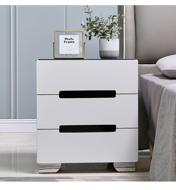 Chargez l&#39;image dans la visionneuse de la galerie, [Built-in LED Light] Intelligent 3 Drawers Bedside Table Side Unit With LED Lamp Nightstand - Polar Tech Australia
