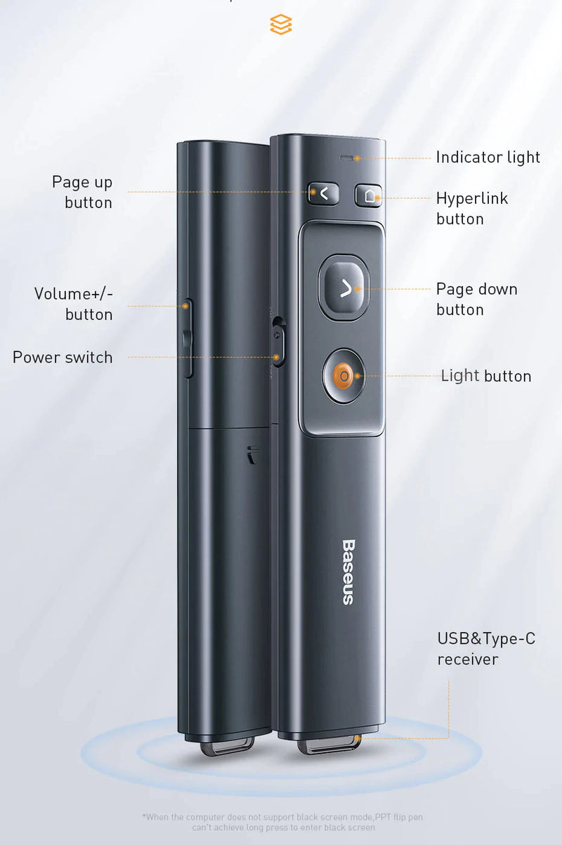 Cargue la imagen en el visor de la galería, Baseus 2.4GHz Windows Laptop MacBook Wireless Presenter Remote with Pointer - Polar Tech Australia
