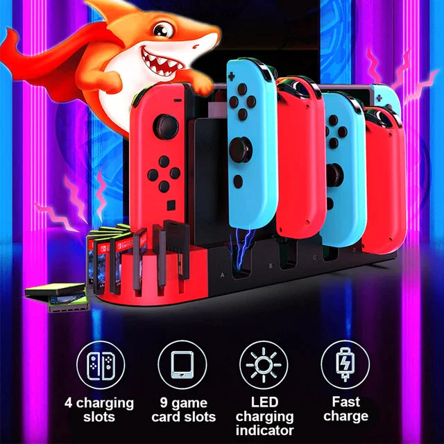 Cargue la imagen en el visor de la galería, Nintendo Switch Joy-Con Console Holder Charging Stand Base with LED Indicator &amp; Card Slot - Game Gear Hub
