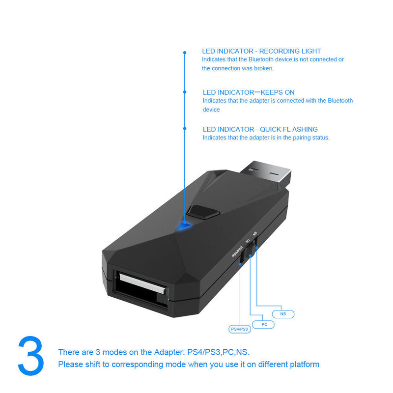 Chargez l&#39;image dans la visionneuse de la galerie, Nintendo Switch &amp; Playstation PS4 PS3 PC Gamepad Game Controller Bluetooth Adapter Converter - Polar Tech Australia
