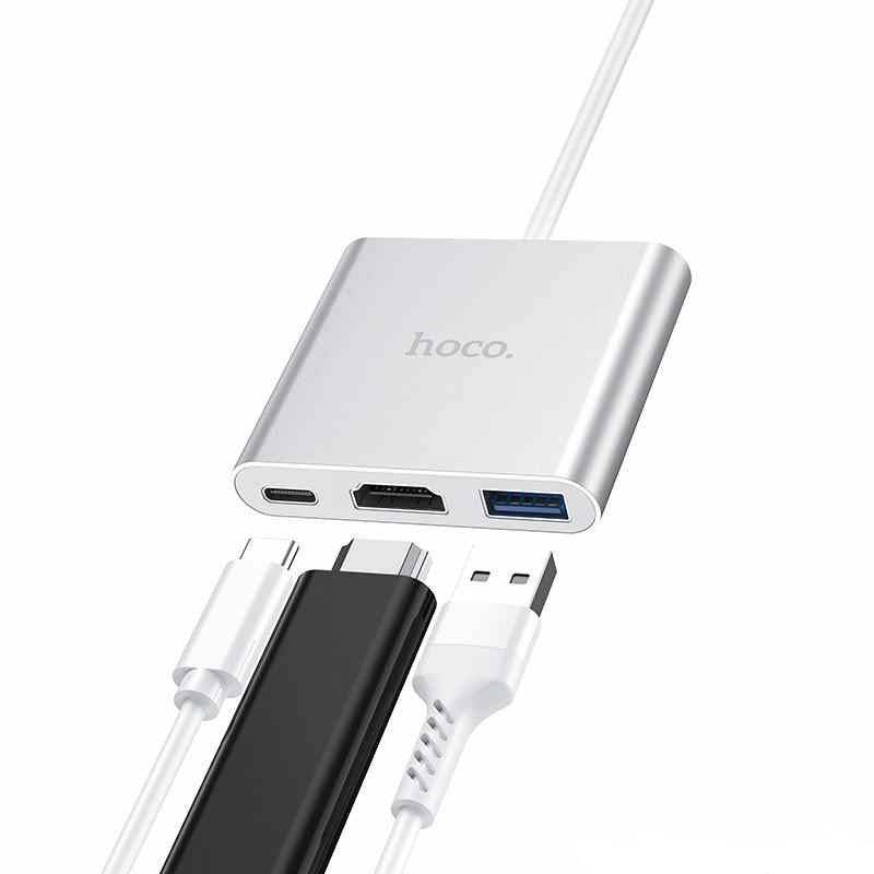 Chargez l&#39;image dans la visionneuse de la galerie, [HB14] HOCO 3 in 1 USB-C Type C USB 3.0 HUB HDMI PD Adapter Converter Splitter - Polar Tech Australia
