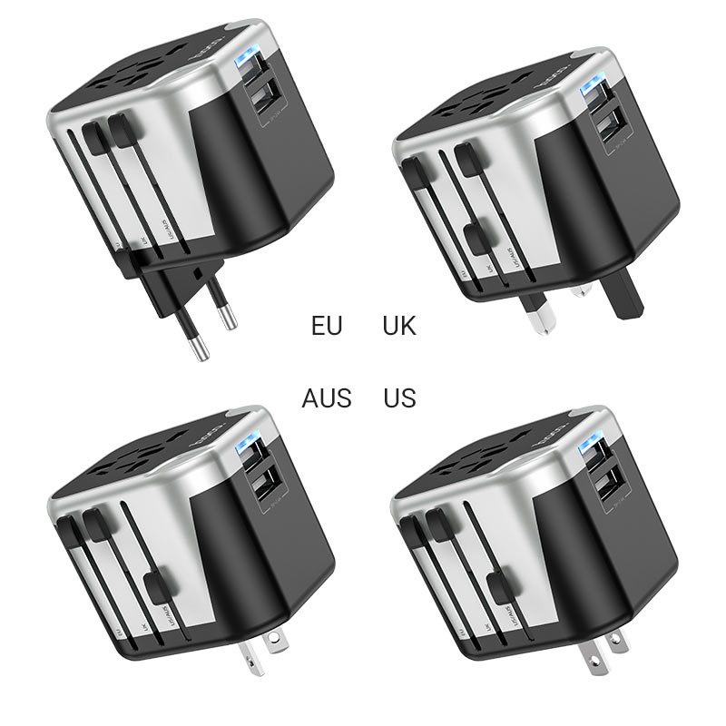 Chargez l&#39;image dans la visionneuse de la galerie, [AC5] HOCO Universal Dual Port USB Charging Converter Wall Charger International Travelling Adapter - Polar Tech Australia
