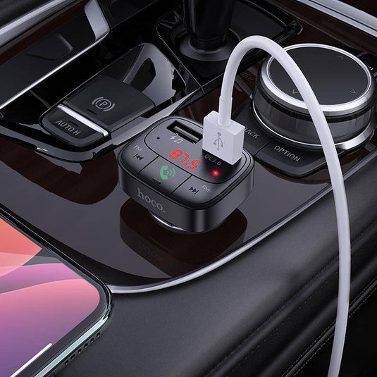 [E59] HOCO Dual USB Port QC 3.0 18W Car Charging Adapter With FM Transmitter - Polar Tech Australia