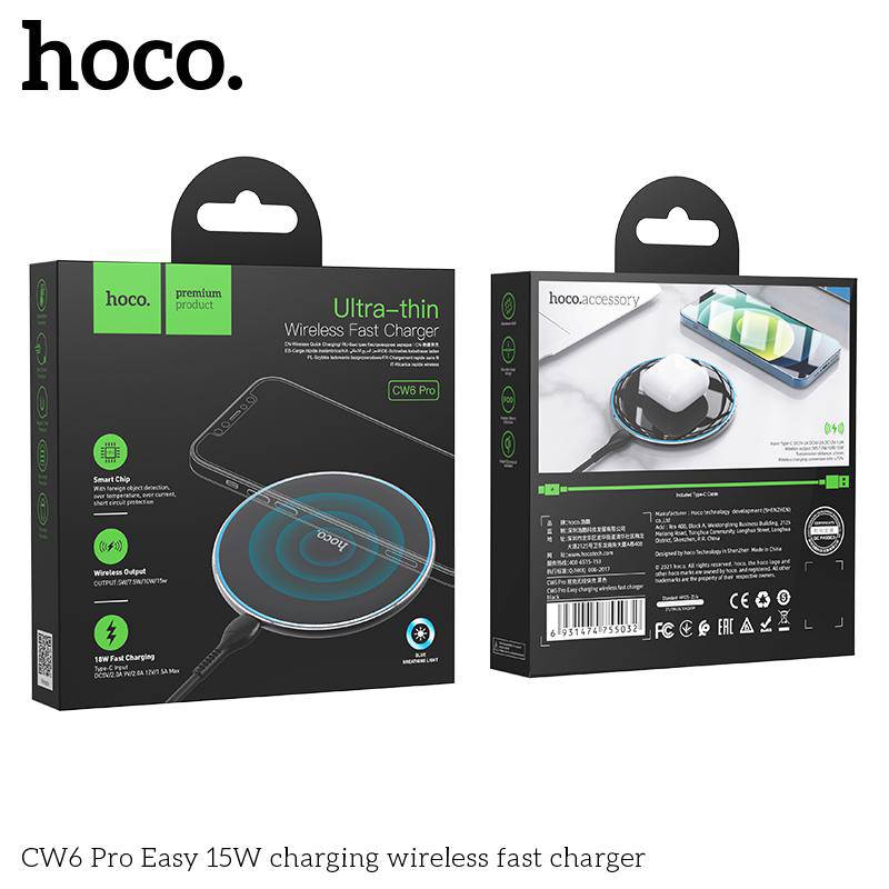 Cargue la imagen en el visor de la galería, HOCO Ultra-Thin Easy Pro 15W Fast Wireless Charger Charging Pad (CW6 Pro) - Polar Tech Australia
