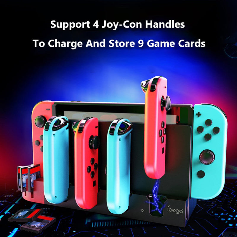 Cargue la imagen en el visor de la galería, Nintendo Switch Joy-Con Console Holder Charging Stand Base with LED Indicator &amp; Card Slot - Game Gear Hub
