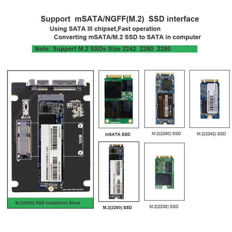 Chargez l&#39;image dans la visionneuse de la galerie, MSATA / M.2(NGFF) B.Key SATA SSD to SATA External Hard Drive Adapter Reader Data Recovery - Polar Tech Australia
