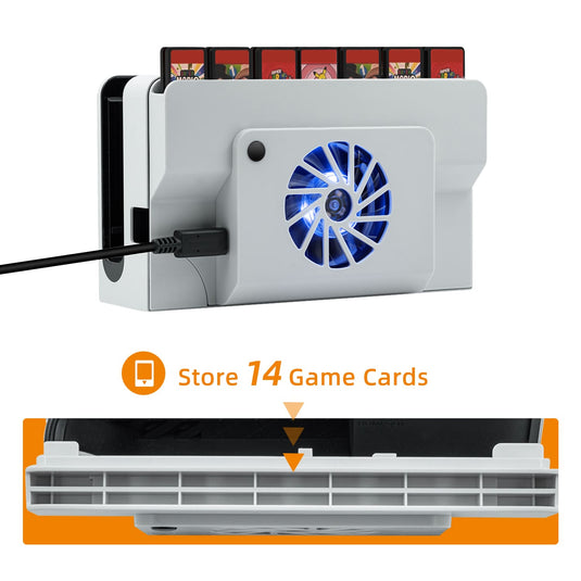 Nintendo Switch OLED Dock Cooling Fan with Game Card Storage - Polar Tech Australia