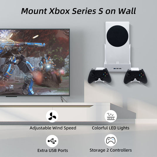 Xbox Series S Wall-mounted Color Changing Cooling Stand with Hook - Polar Tech Australia