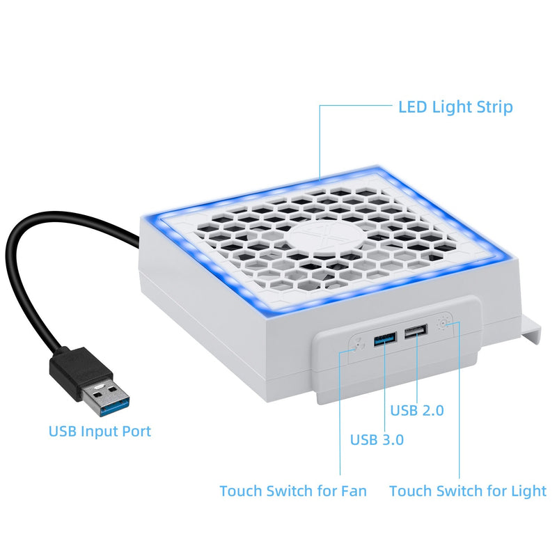 Chargez l&#39;image dans la visionneuse de la galerie, Xbox Series S USB Powered Cooling Fan Dock with RGB LED Light - Polar Tech Australia
