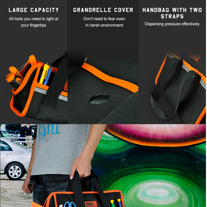 Cargue la imagen en el visor de la galería, [JM-B02] Jakemy Durable Hardware Tool Storing Oxford Fabric Tool Bag with Sturdy Zipper - Polar Tech Australia
