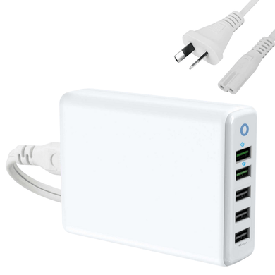 Qualcomm QC 3.0 60W 5 Ports Universal Phone & Tablet Desktop USB Port Wall Charger Station Adapter 1.6M Length  (AU Plug) - Polar Tech Australia